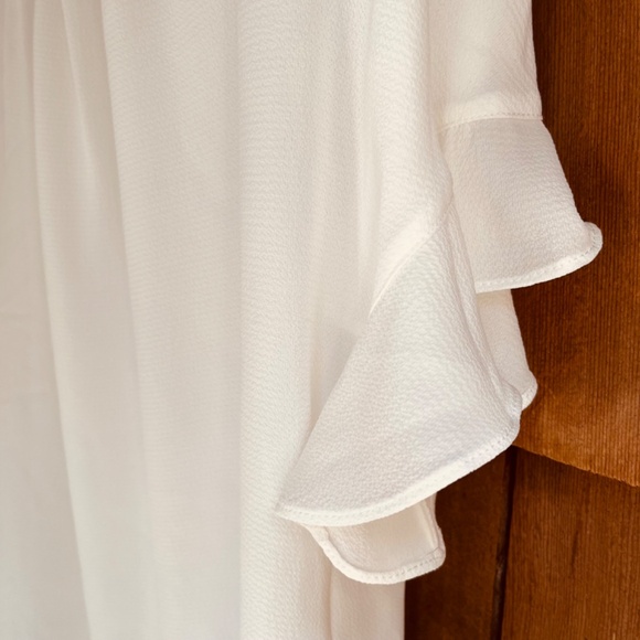 CeCe Women's Drop Shoulder Wide Neck Ruched Blouse Color: New Ivory Size XS - Picture 16 of 16